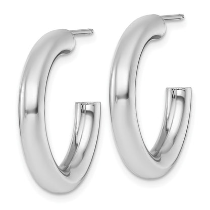 14K White Gold Polished 4.0 x 25mm Tube C-Hoop Post Earrings