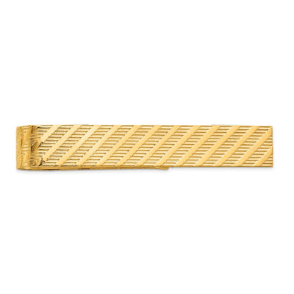 14K Yellow Gold Men's Textured Tie Bar