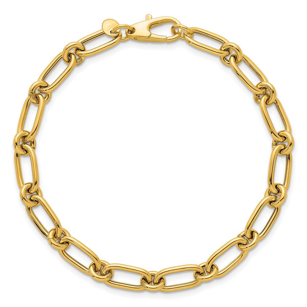 14K Yellow Gold Polished 6mm Oval and Circle Link 7.5 Inch Bracelet