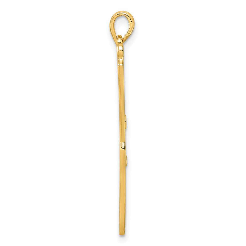 14K Yellow Gold Polished Curling Wand Pendant