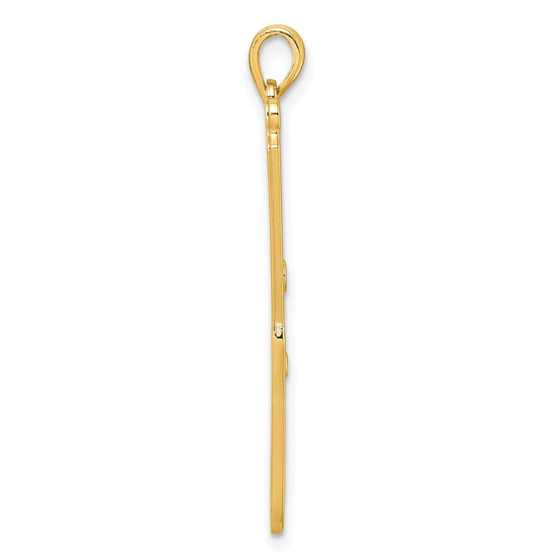 14K Yellow Gold Polished Curling Wand Pendant