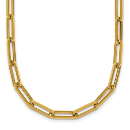 14K Yellow Gold Polished 4.3mm Paperclip Link 18 Inch Necklace