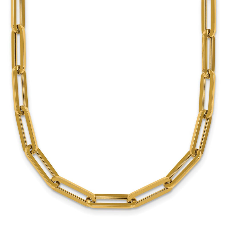 14K Yellow Gold Polished 4.3mm Paperclip Link 18 Inch Necklace