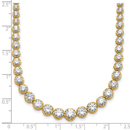 14K Yellow Gold 10 1/20 carat Lab Grown Diamond VS/SI+ G+ Complete Round 16 Inch Graduated Tennis Necklace