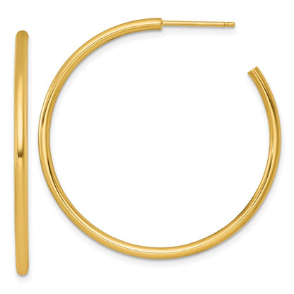 14K Yellow Gold Polished 2.0 x 40mm Tube C-Hoop Post Earrings