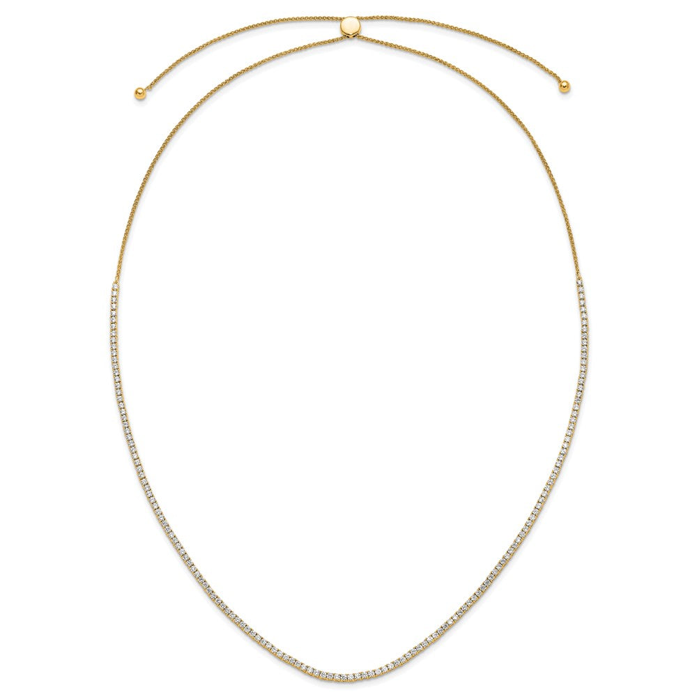 14K White Gold 5 carat Lab Grown Diamond VS/SI+ G+ Adjustable to 26 Inch Tennis Bolo Necklace