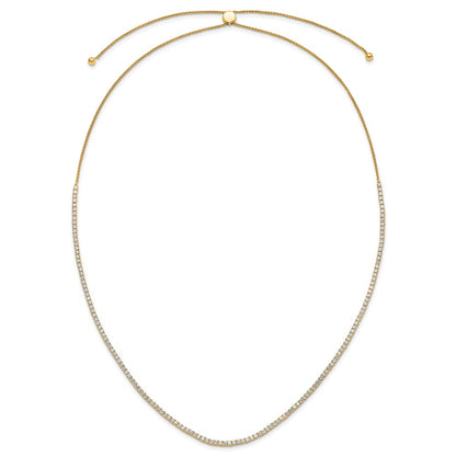 14K White Gold 5 carat Lab Grown Diamond VS/SI+ G+ Adjustable to 26 Inch Tennis Bolo Necklace
