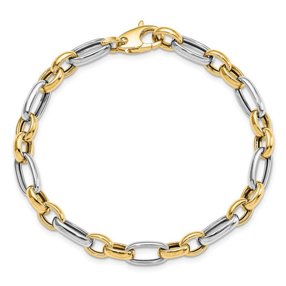 14K Two-Tone Gold Two-tone Polished Fancy Link 7.5 Inch Bracelet