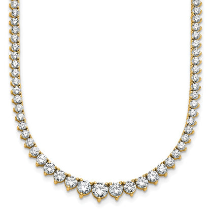 14K Yellow Gold 10 1/10 carat Certified Lab Grown Diamond VS+ F+ Complete Round 16 Inch Graduated Tennis Necklace