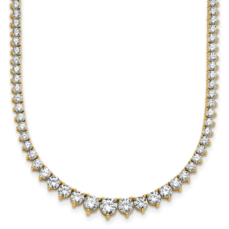 14K Yellow Gold 10 1/10 carat Certified Lab Grown Diamond VS+ F+ Complete Round 16 Inch Graduated Tennis Necklace