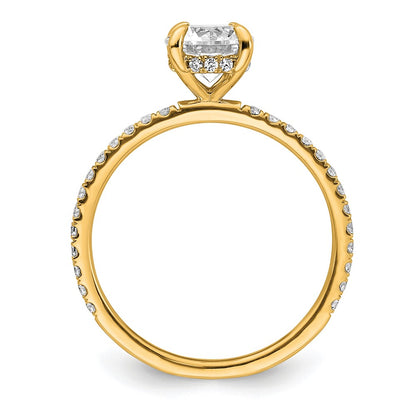 14K Yellow Gold 1 1/3 carat Certified Lab Grown Diamond VS+ F+ Round Complete Solitaire with Flair Engagement Ring
