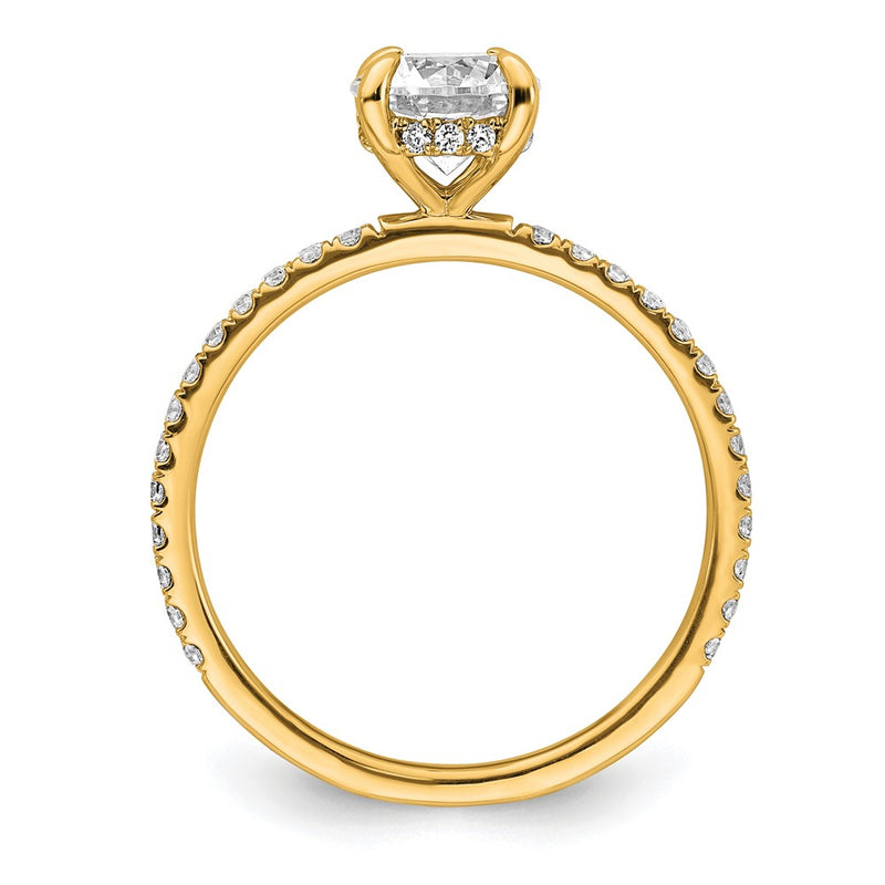 14K Yellow Gold 1 1/3 carat Certified Lab Grown Diamond VS+ F+ Round Complete Solitaire with Flair Engagement Ring