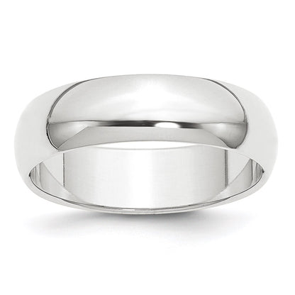 Platinum 6mm Half Round Featherweight Wedding Band Ring
