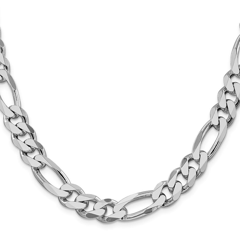 Sterling Silver Rhodium-plated 10.75mm Figaro 24 Inch Chain