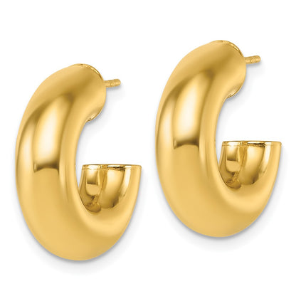 14K Yellow Gold Polished 6.00 x 20mm Tube C-Hoop Post Earrings