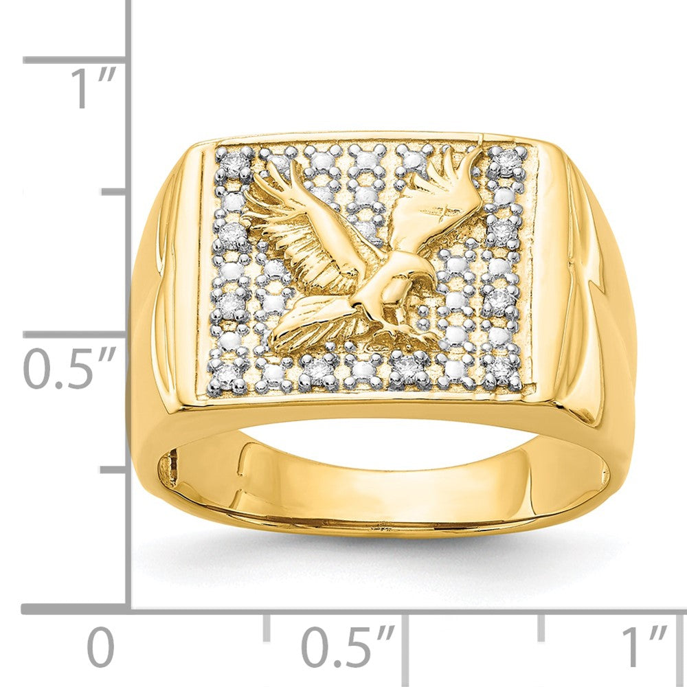 14K Yellow Gold & Rhodium Men's .10ct Diamond Eagle Ring