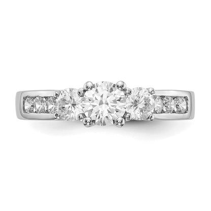14K White Gold 1 1/2 carat Lab Grown Diamond VS/SI+ G+ Round Complete Three Stone Engagement Ring