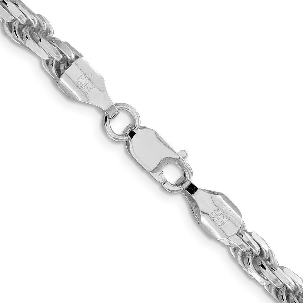 Sterling Silver Rhodium-plated 5.75mm Diamond-cut Rope 30 Inch Chain