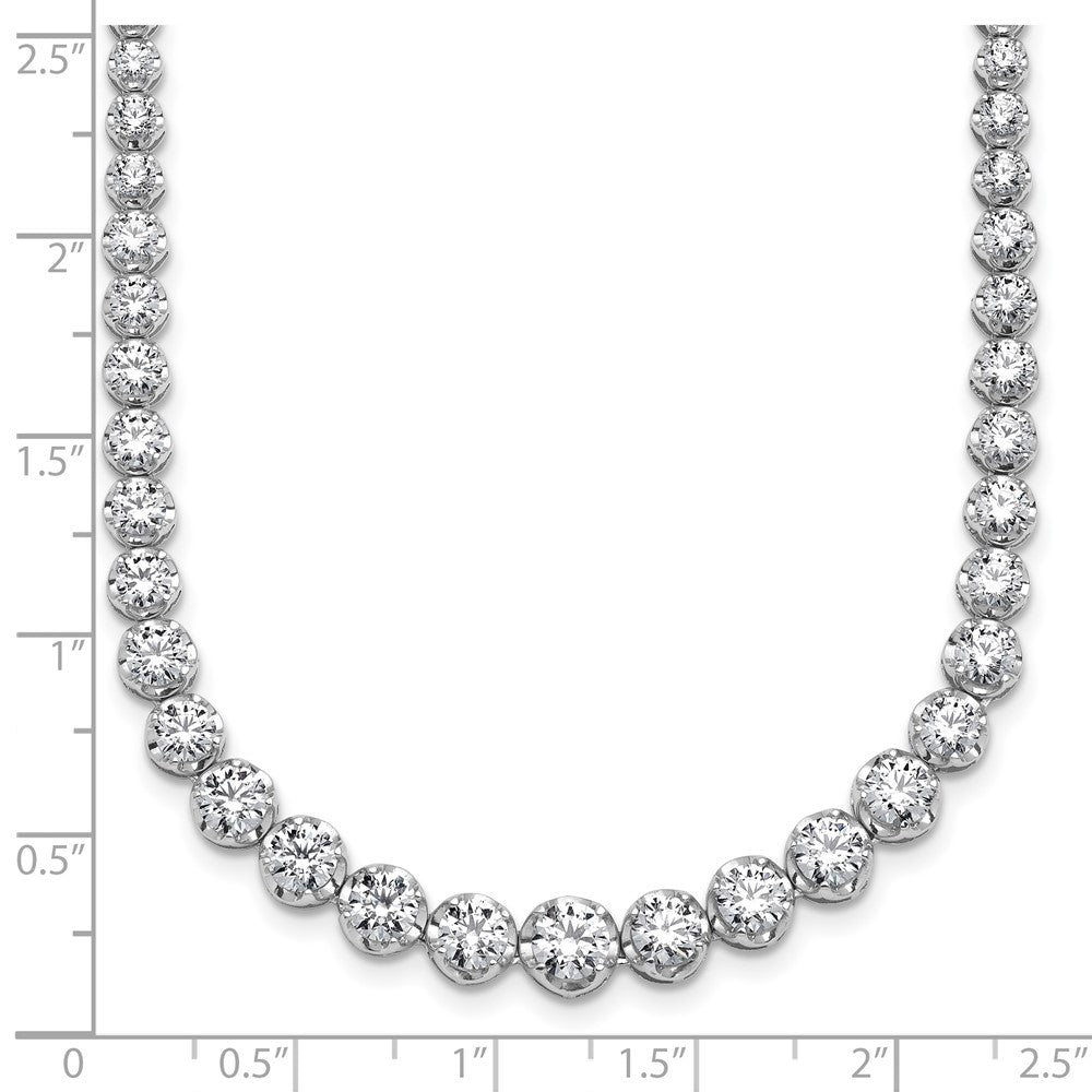 14K White Gold 10 1/2 carat Certified Lab Grown Diamond VS+ F+ Complete Round 16 Inch Graduated Tennis Necklace
