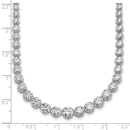 14K White Gold 10 1/2 carat Certified Lab Grown Diamond VS+ F+ Complete Round 16 Inch Graduated Tennis Necklace