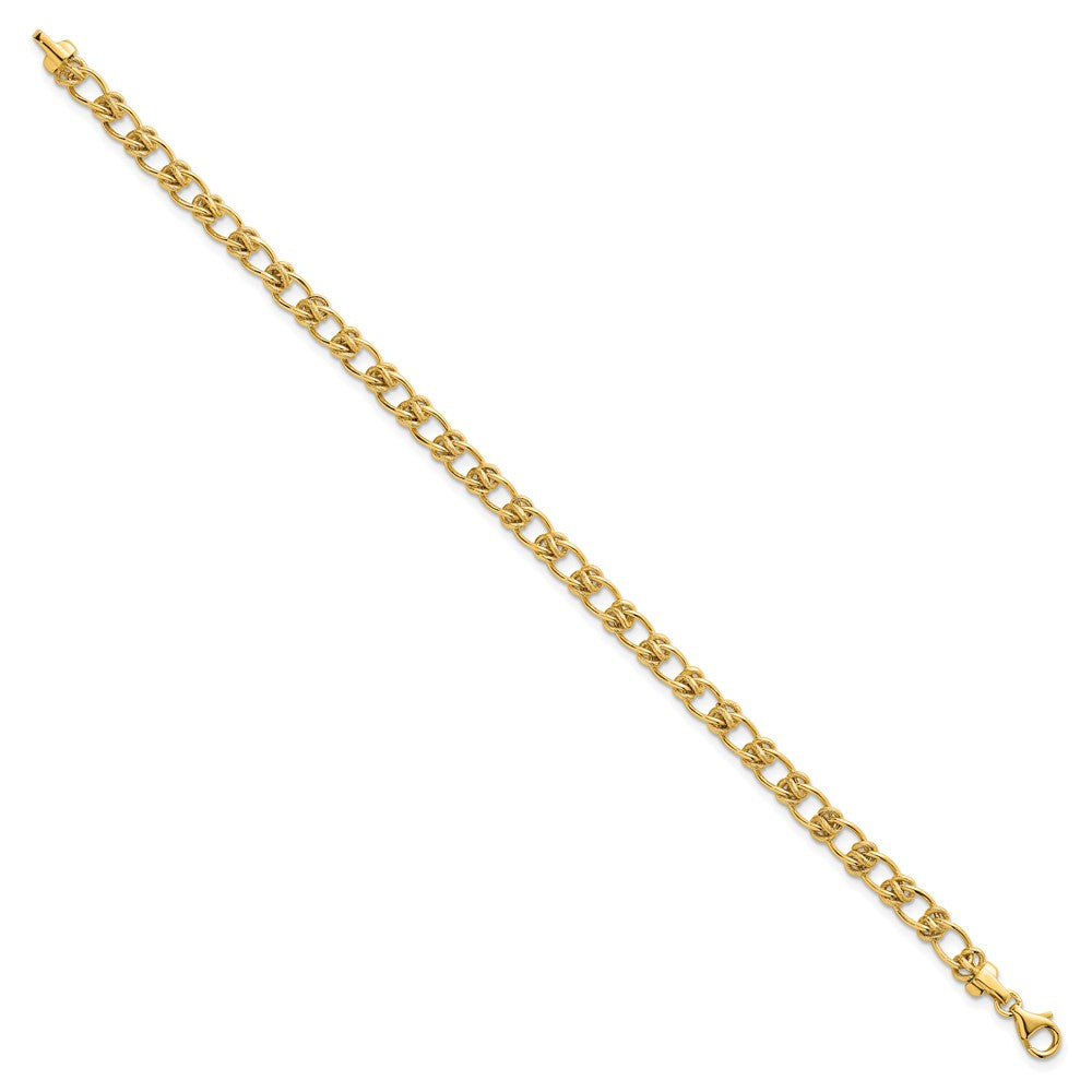 14K Yellow Gold Polished and Textured 5.0mm Fancy Knot Link 17 Inch Necklace