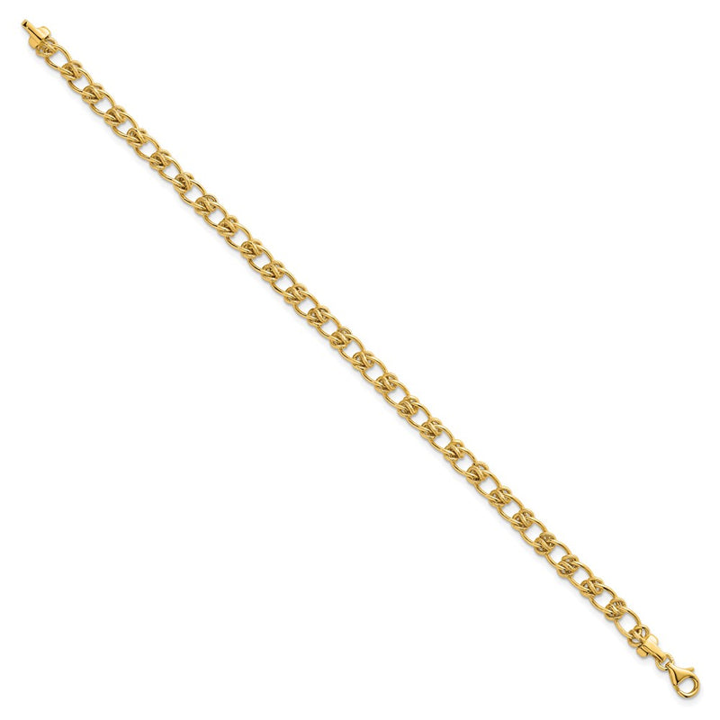 14K Yellow Gold Polished and Textured 5.0mm Fancy Knot Link 17 Inch Necklace