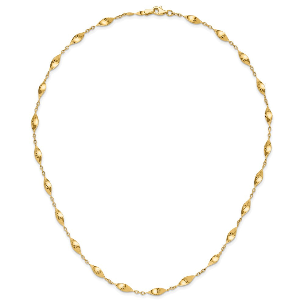 14K Yellow Gold Polished Fancy Twisted Links 18 Inch Necklace