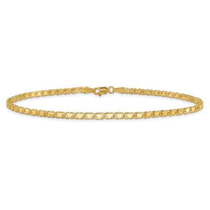 14K Yellow Gold Polished Double-Sided Heart 5.5in Child's Bracelet