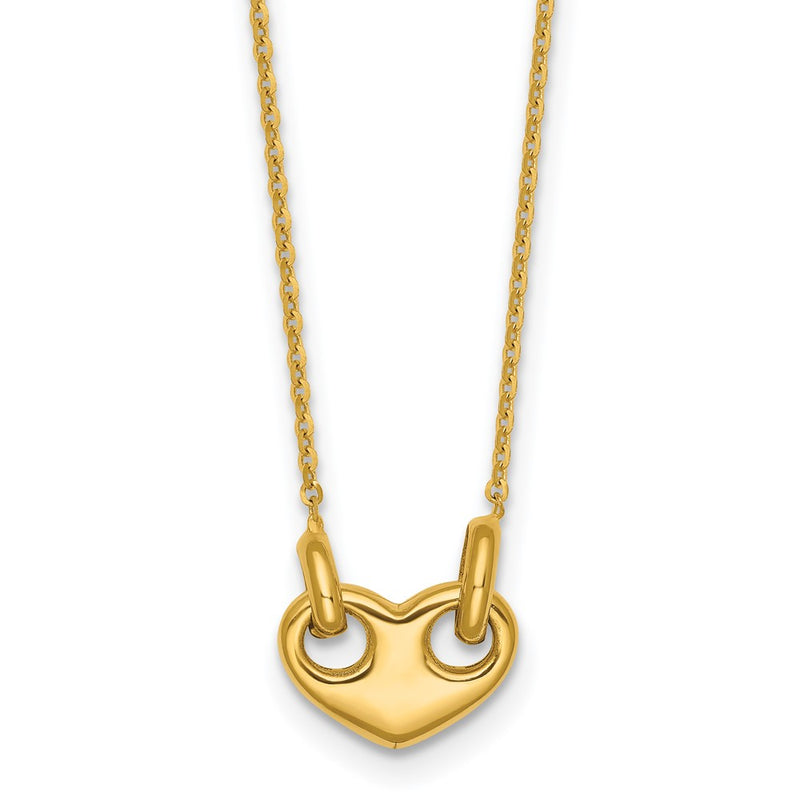 14K Yellow Gold Polished Heart 18 Inch Necklace