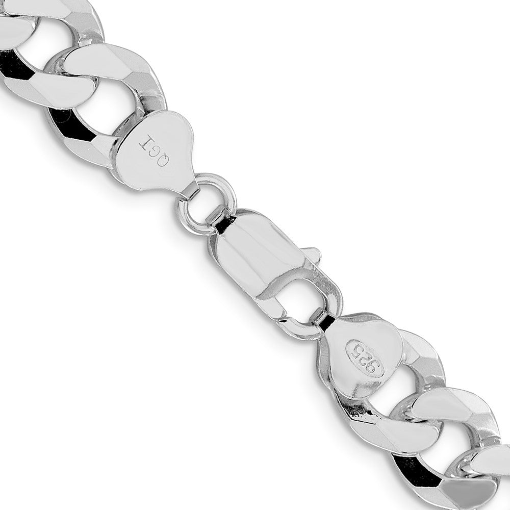 Sterling Silver Rhodium-plated 10.6mm Beveled Curb 26 Inch Chain