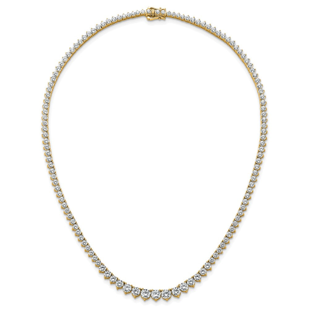 14K Yellow Gold 15 1/10 carat Certified Lab Grown Diamond VS+ F+ Complete Round 16 Inch Graduated Tennis Necklace