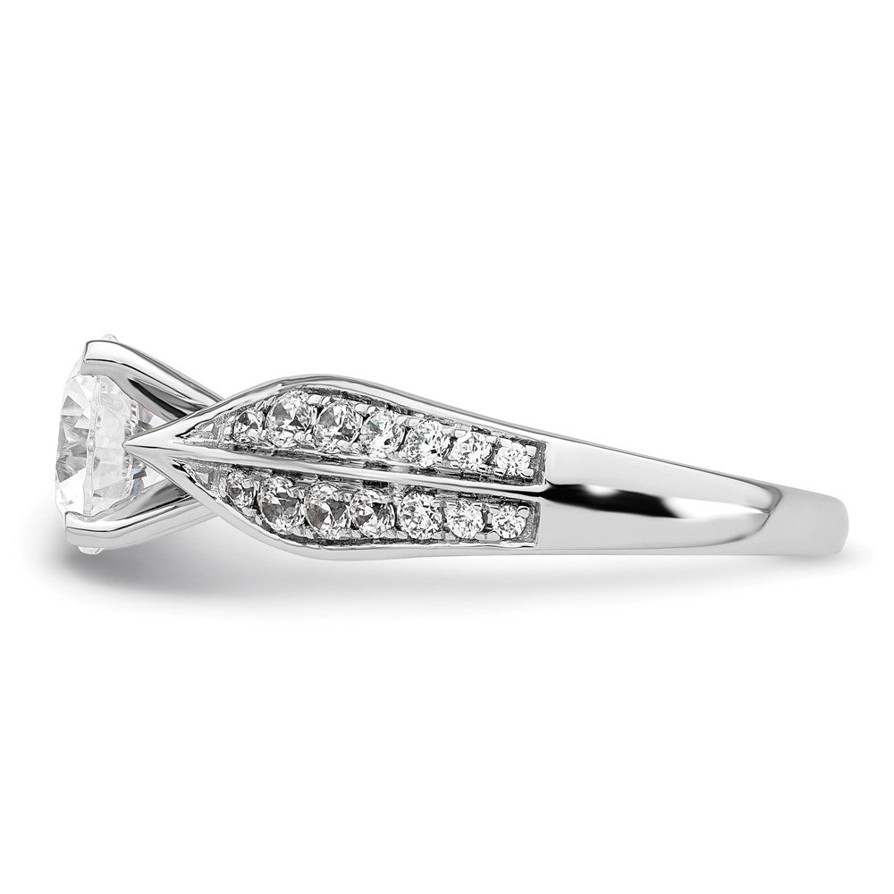 14K White Gold 2 1/8 carat Lab Grown Diamond VS/SI+ G+ Round Certified Complete Engagement Ring