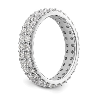 14K White Gold Polished Round 2CT Double Row Diamond Eternity Wedding Band Ring