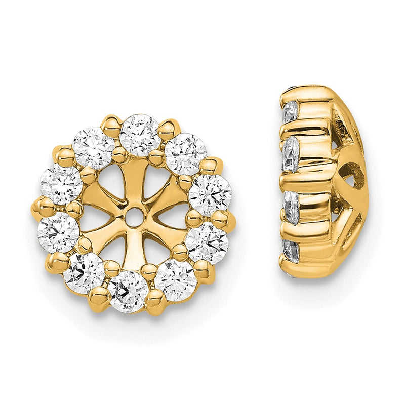 14K Yellow Gold 5/8 carat Diamond Circle Earring Jackets