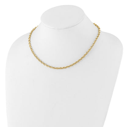 14K Yellow Gold Polished 4.25mm Fancy Oval Cable Link 17.5 Inch Necklace