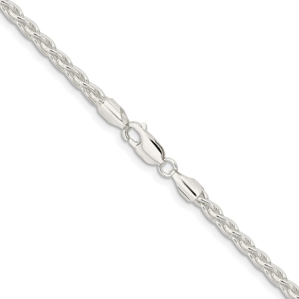 Sterling Silver Rhodium-plated 3.7mm Round Spiga 28 Inch Chain