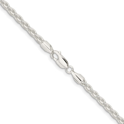 Sterling Silver Rhodium-plated 3.7mm Round Spiga 28 Inch Chain