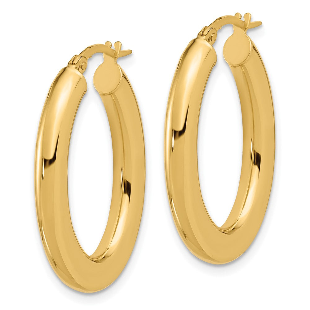 14K Yellow Gold 3x29mm Polished Oval Tube Hoop Earrings