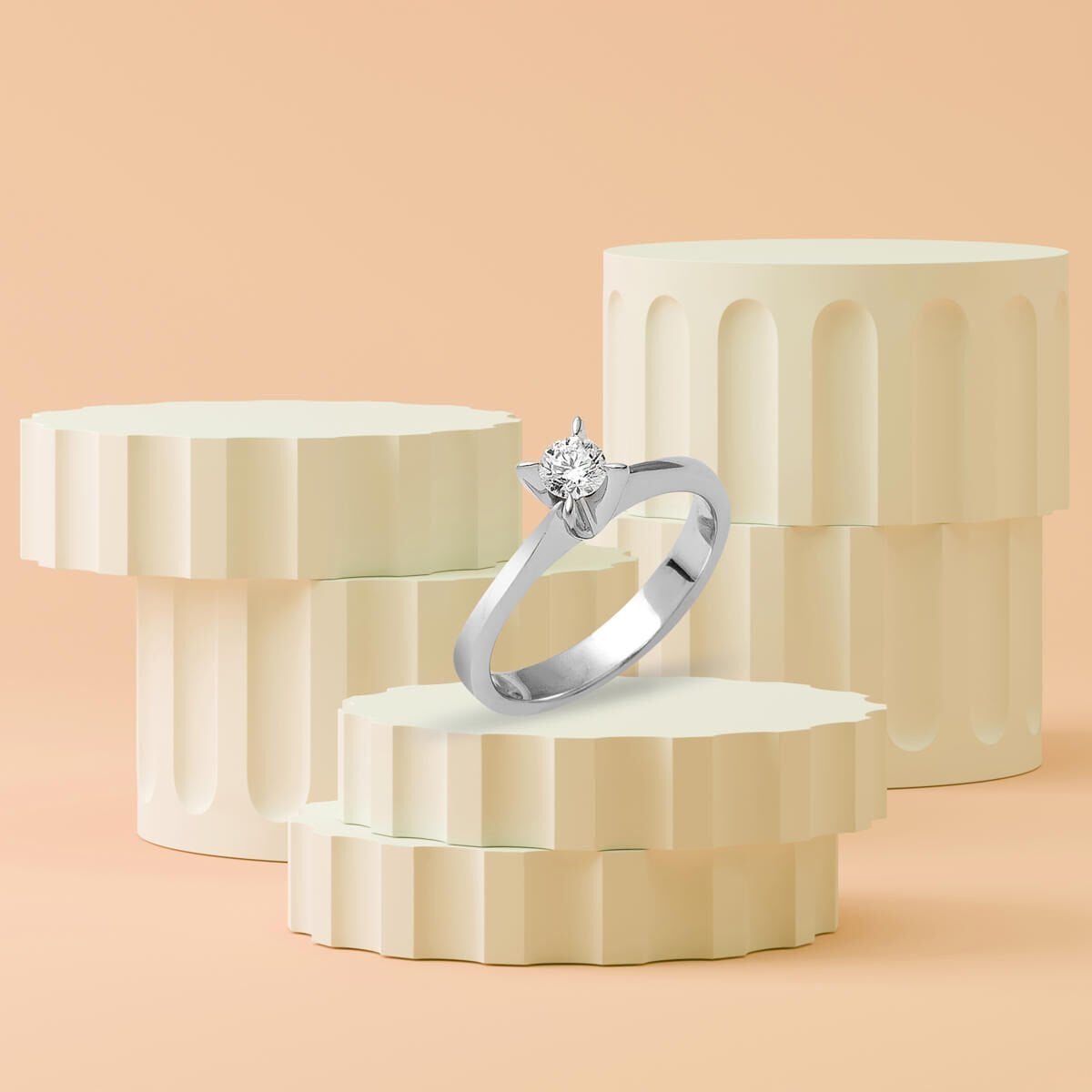 14K White Gold 0.16 Ct Solitaire Diamond Ring