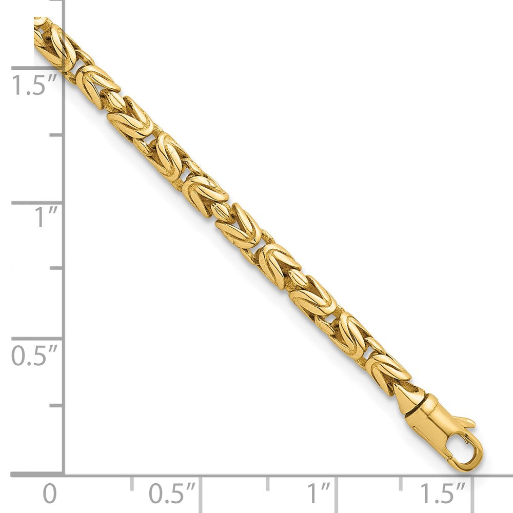 14K Yellow Gold Polished 3mm Rounded Byzantine Link Chain Bracelet