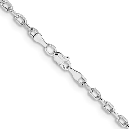 14K White Gold 3mm Semi-solid D/C Open Link Cable 26 Inch Chain