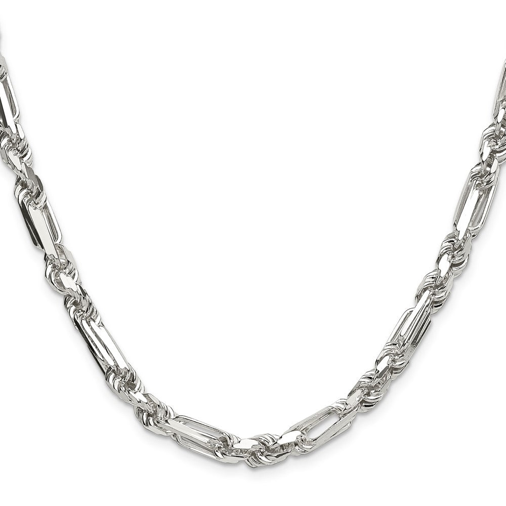 Sterling Silver 6mm D/C Figarope 26 Inch Chain