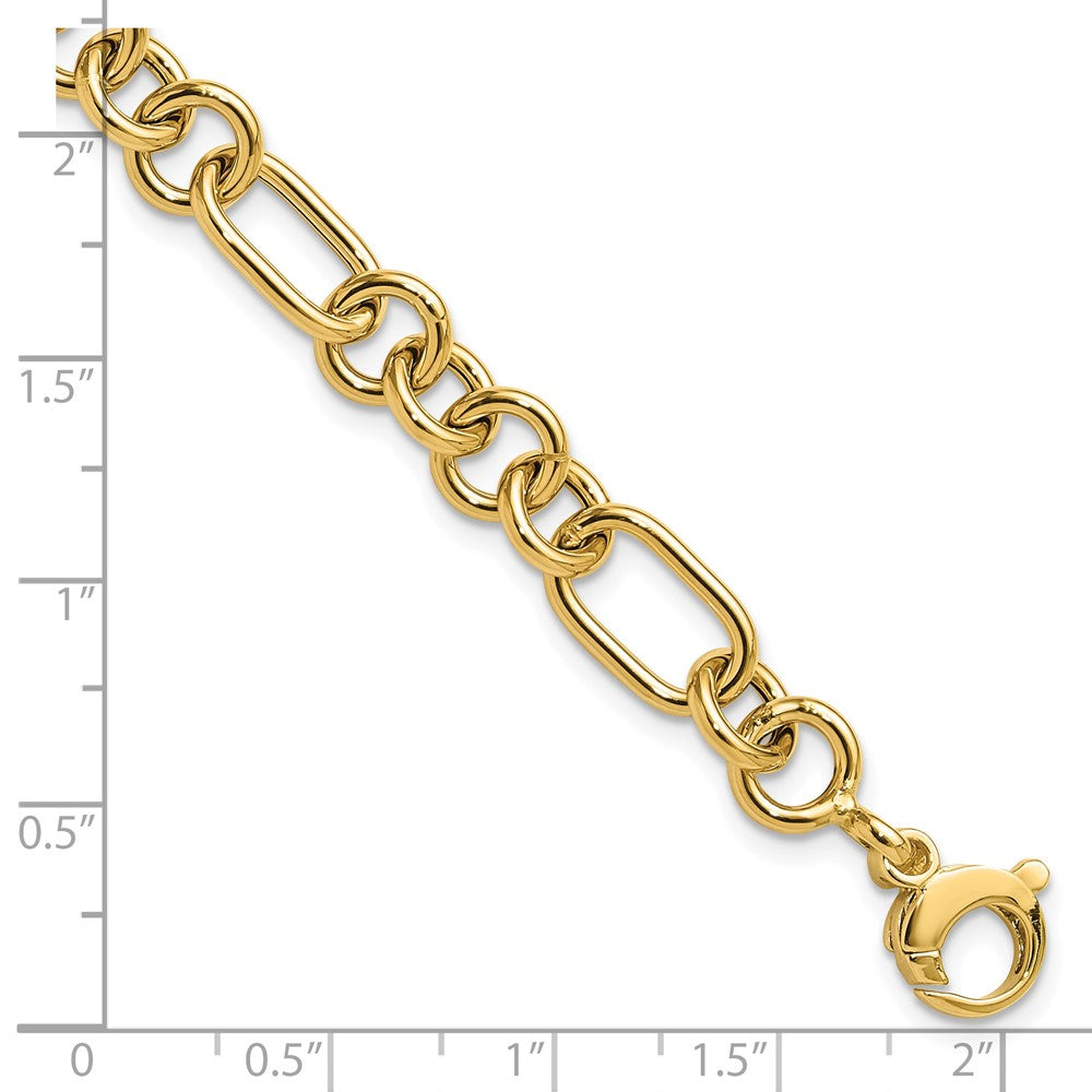 14K Yellow Gold Polished 7.9mm Fancy Link Chain Bracelet