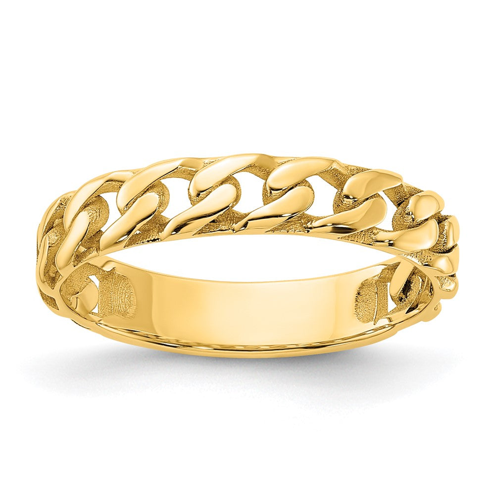 14K Yellow Gold Polished 4mm Curb Link Ring