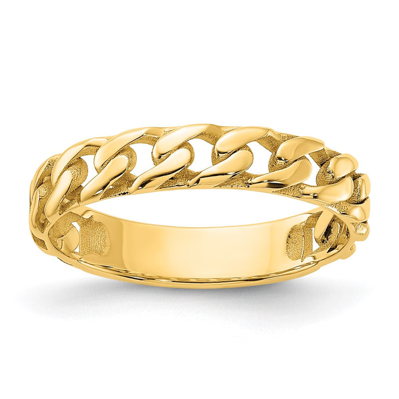14K Yellow Gold Polished 4mm Curb Link Ring