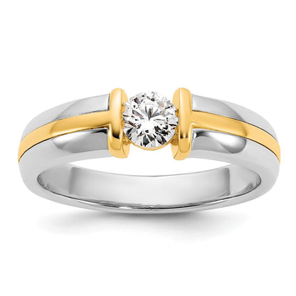 14K Two-Tone Gold .5ct Mens Wedding Band Ring