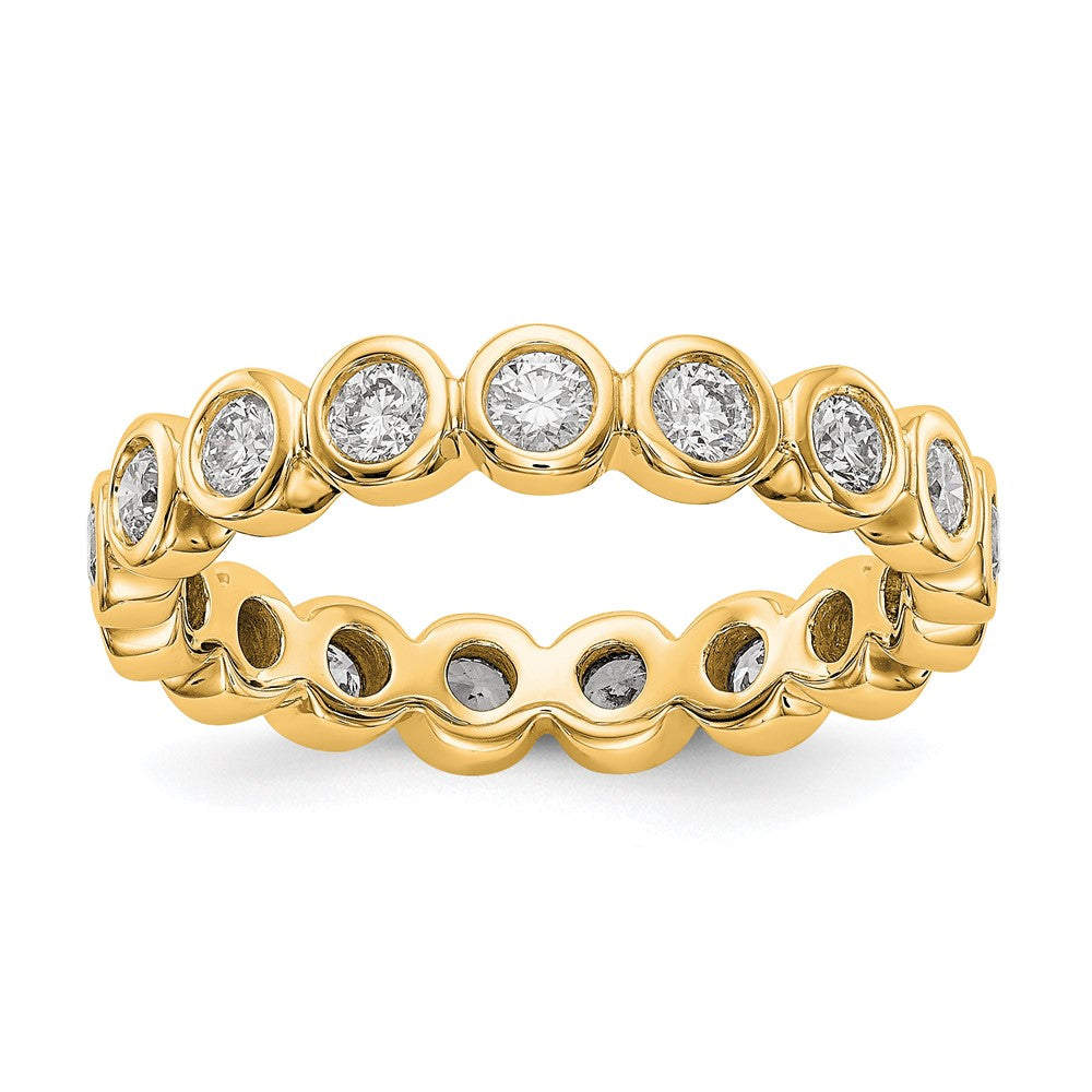 14K Yellow Gold Polished Size 7.5 Bezel-set 1 carat Diamond Complete Eternity Wedding Band Ring