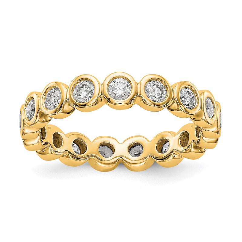 14K Yellow Gold Polished Size 7.5 Bezel-set 1 carat Diamond Complete Eternity Wedding Band Ring