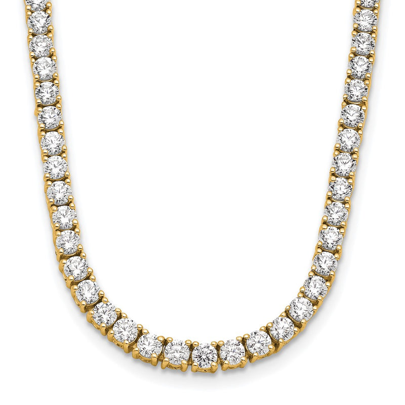 14K Yellow Gold 10 carat Lab Grown Diamond VS+ F+ Complete 16 Inch Tennis Necklace