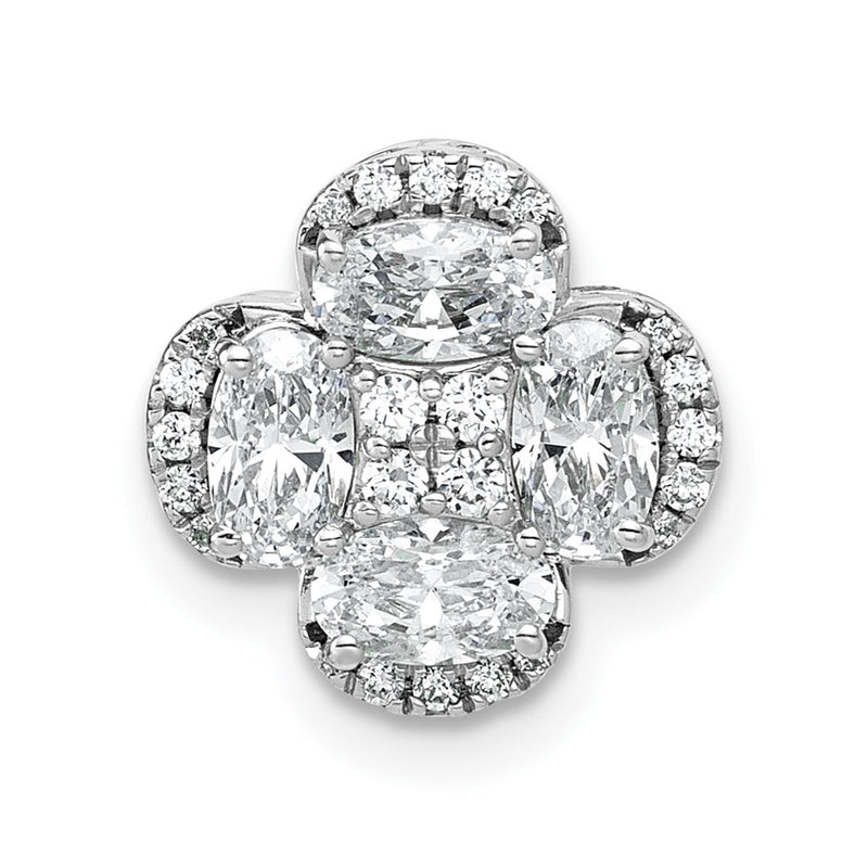 14K White Gold 1 1/8 carat Lab Grown Diamond VS/SI+ G+ Complete Cluster Chain Slide Pendant